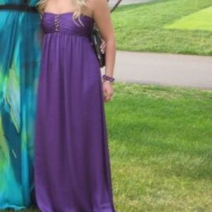 Purple BCBG floor length dress.